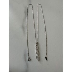 14K White Gold Triple Infinity Figure 8 Diamond Accent Pendant Necklace 1.5g